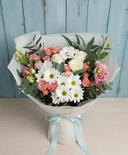 Букет цветов из:  Розы, Лизиантусы и Хризантемы в Стеблево