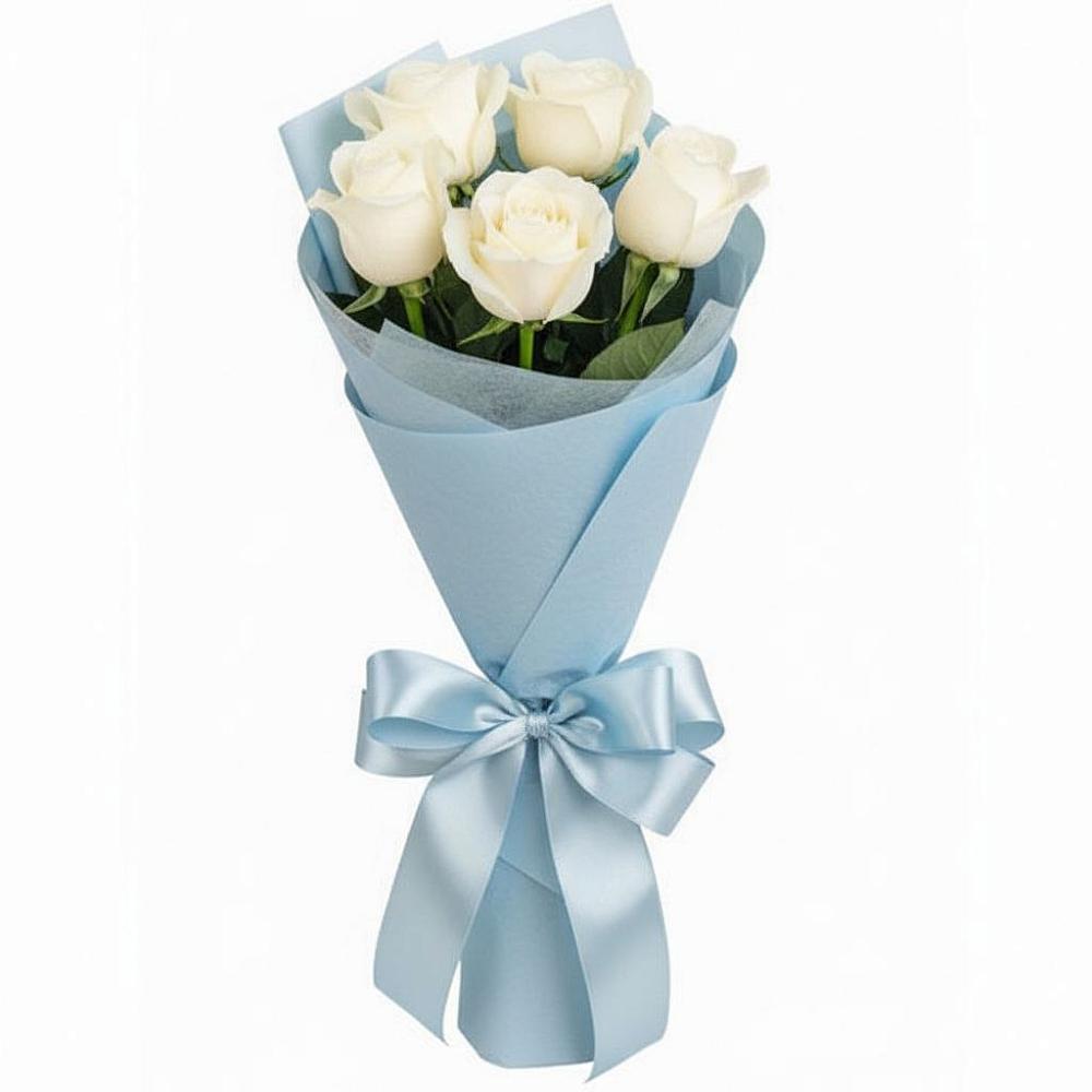 Букет 5 Белых роз Проуд в Стеблево