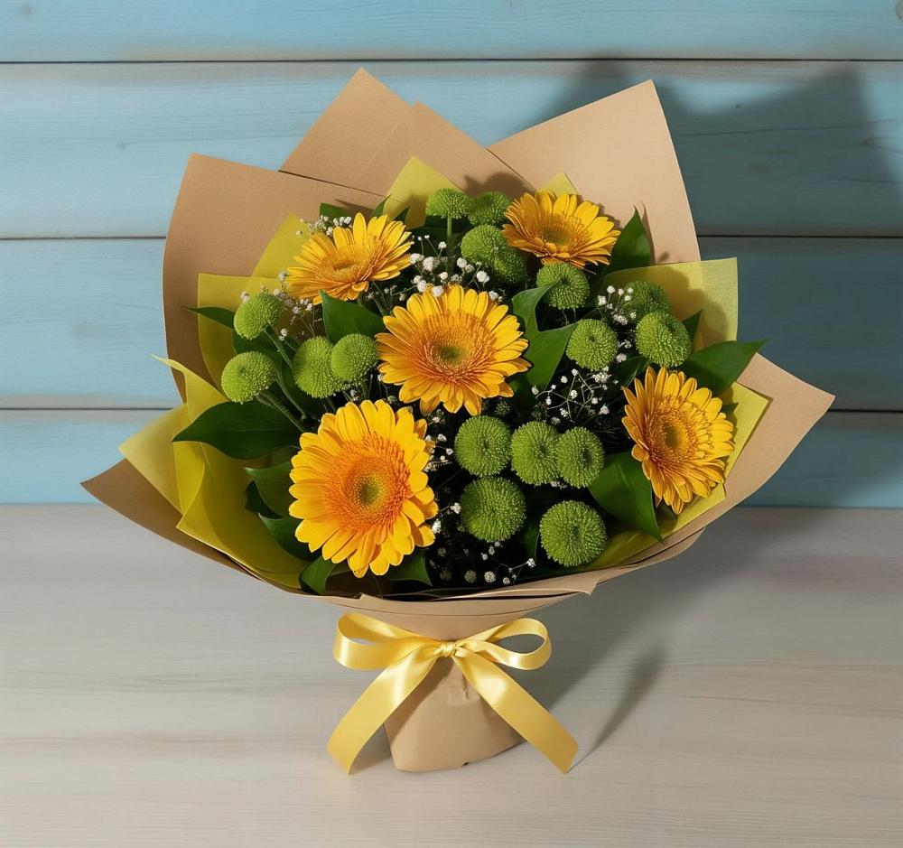 Букет цветов из: Герберы и Хризантемы в Стеблево