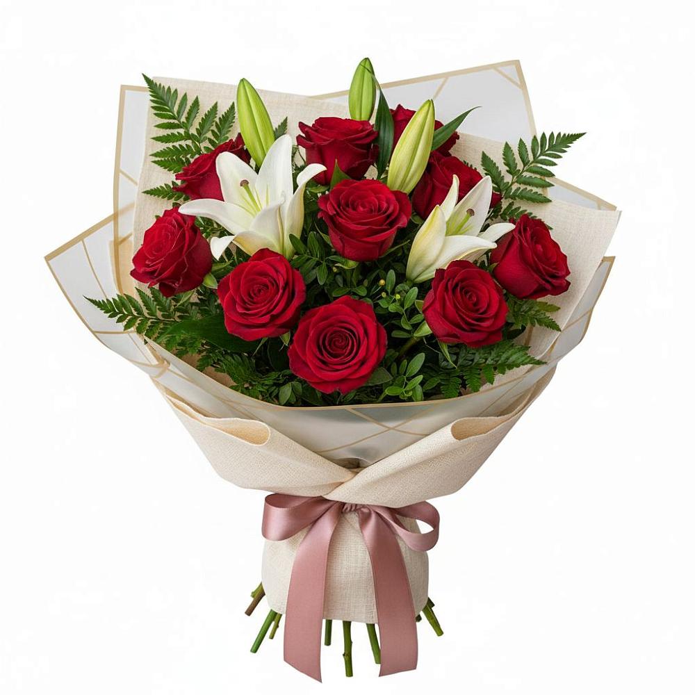 Букет цветов из: Лилии и Розы в Стеблево