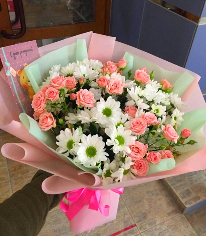 Букет цветов из: Розы и Хризантемы в Стеблево