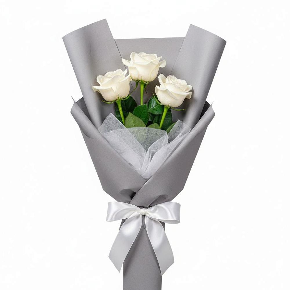 Букет 3 белые розы в Стеблево