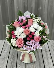 Букет цветов из:  Альстромерии, Гвоздики, Розы и Хризантемы в Стеблево