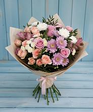 Букет цветов из:  Хризантемы, Розы и Альстромерии в Стеблево