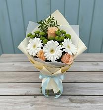 Букет цветов из:  Герберы, Розы и Хризантемы в Стеблево