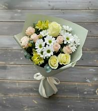 Букет цветов из:  Альстромерии, Розы и Хризантемы в Стеблево